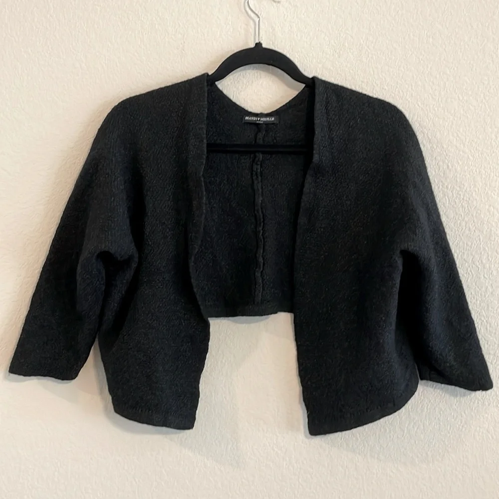 Brandy Melville Women’s Cardigan Small Grey Cropped Open Front Balletcore Casual